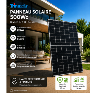 Panneau solaire 500Wc TrinaSolar Bifacial – Bi-verre