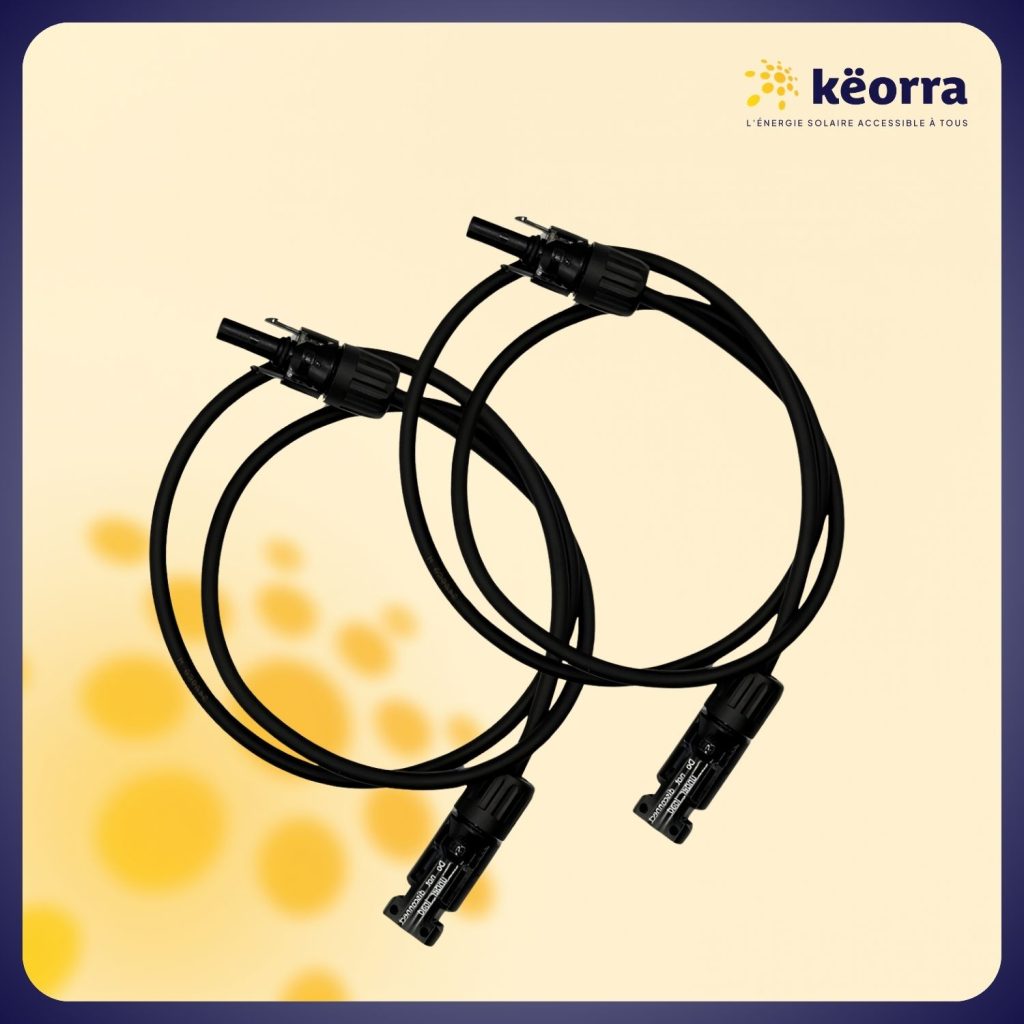 2x1m Allonge câble solaire 4mm² – MC4 – (Noir – Noir)