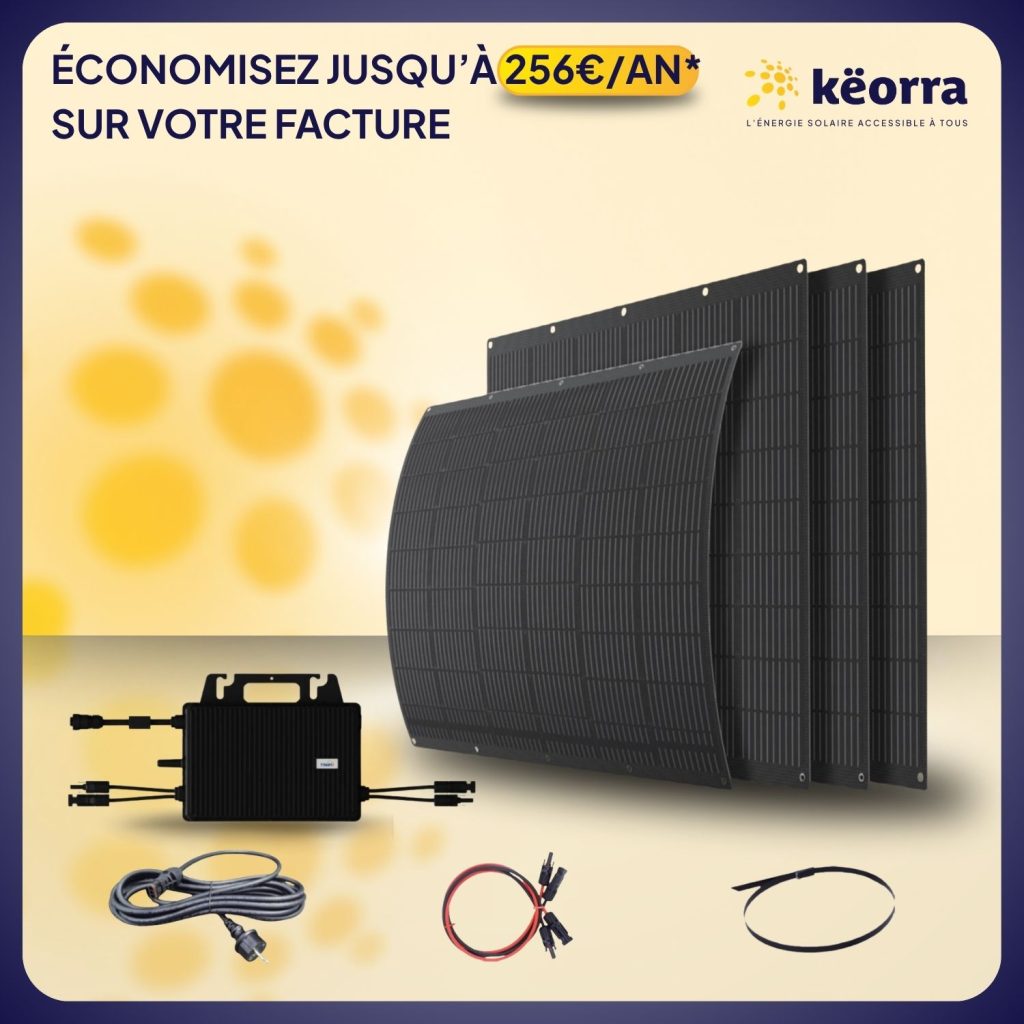 Kit Solaire 800Wc Këorra – pour balcon – 4 panneaux souples